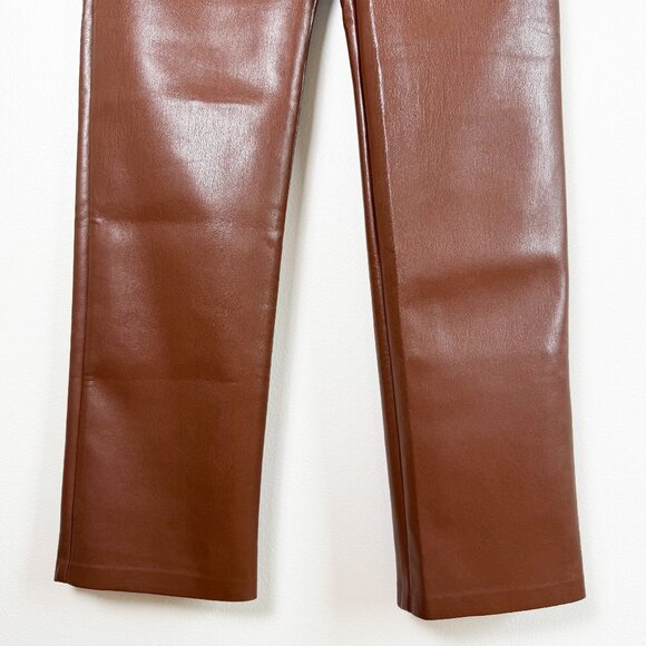 NWOT Aritzia WILFRED Melina Cognac Brown Vegan Leather Trousers Pants Size 6 - Picture 7 of 13